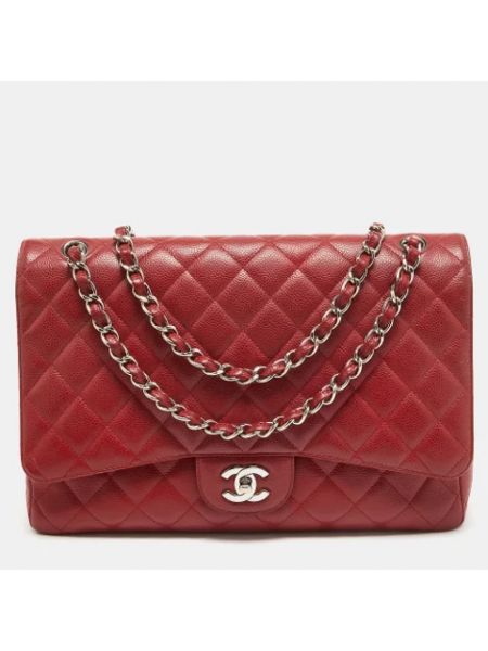 Bolso cruzado de cuero Chanel Vintage rojo