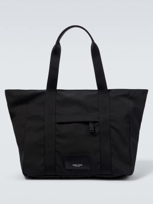 Кожени шопинг чанта Giorgio Armani черно