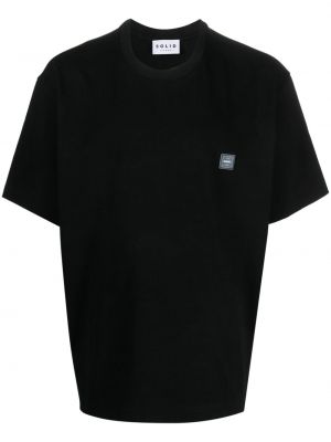 Koszulka bawełniana z nadrukiem Solid Homme czarna