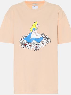 Bavlněné tričko Miu Miu růžové