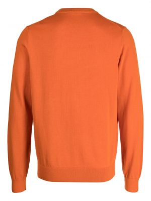 Sweter bawełniany z okrągłym dekoltem w zebrę Ps Paul Smith pomarańczowy
