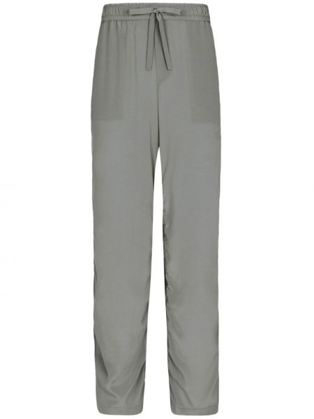 Voľné hodvábne teplákové nohavice Dolce & Gabbana sivá