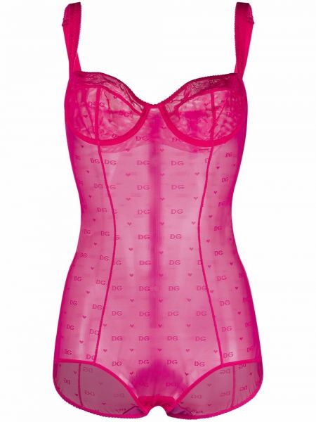 Body con bordado con corazón Dolce & Gabbana rosa