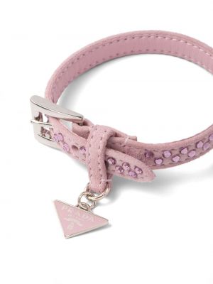 Wildleder armband mit kristallen Prada pink