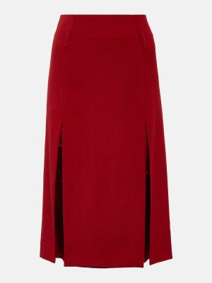Vunena midi suknja visoki struk Victoria Beckham crvena