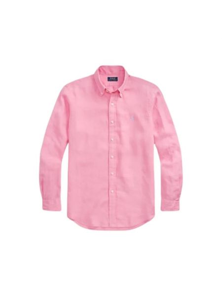 Lniana koszula slim fit Polo Ralph Lauren różowa