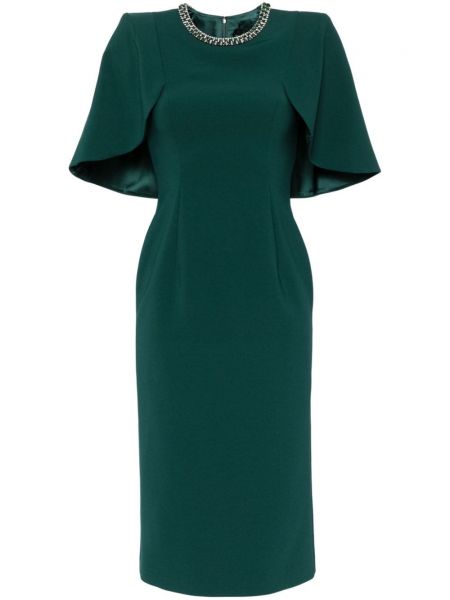 Krištáľové midi šaty Jenny Packham zelená