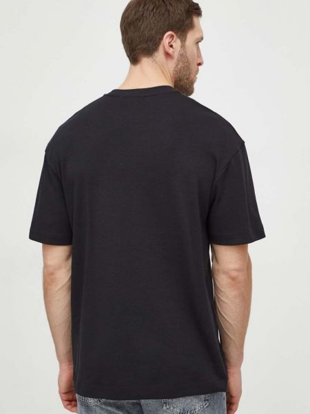 Bavlněné tričko s aplikacemi Calvin Klein černé