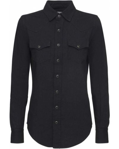 Bavlněná džínová košile Saint Laurent černá