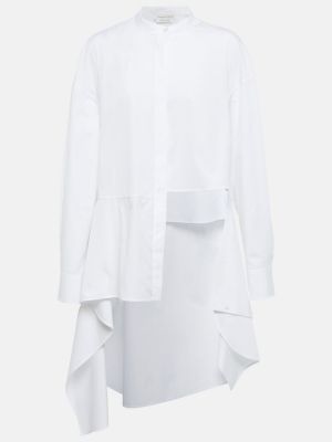 Asimetriška medvilninė marškiniai Alexander Mcqueen balta