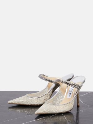 Mules di tulle Jimmy Choo argento