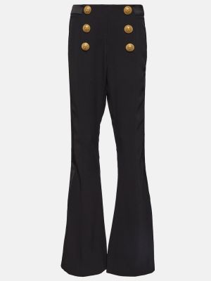 Bavlnené rovné nohavice s nízkym pásom Balmain čierna