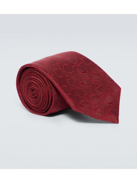 Μεταξωτή γραβάτα ζακάρ Gucci κόκκινο