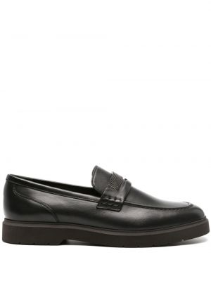 Pantofi loafer din piele de cristal Brunello Cucinelli negru