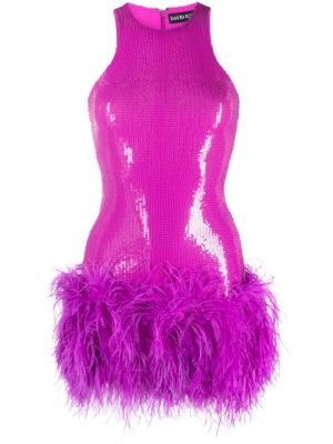 Koktejlkové šaty s perím David Koma fialová