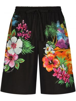 Bermuda šorti ar ziediem ar apdruku Dolce & Gabbana melns
