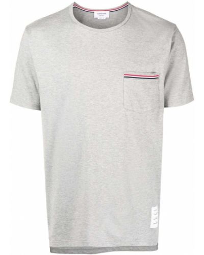 Bavlnené tričko s vreckami Thom Browne sivá
