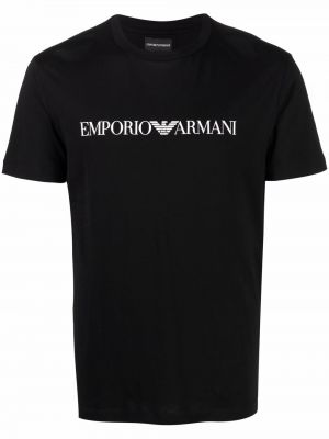 Painettu puuvilla t-paita Emporio Armani musta