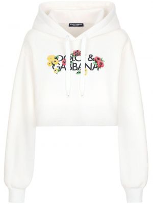 Kapučdžemperis ar ziediem Dolce & Gabbana balts