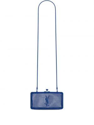 Clutch torbica s kristalima Saint Laurent plava