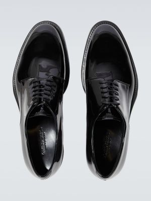 Lakoti dabīgās ādas derbija stila kurpes Giorgio Armani melns