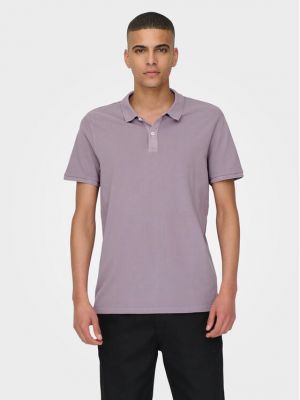 Polo marškinėliai slim fit Only & Sons violetinė