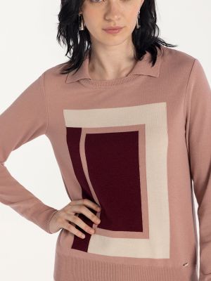 Jersey a cuadros manga larga de tela jersey Naulover rosa