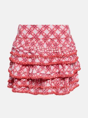 Viskózové mini sukně s potiskem Poupette St Barth - růžová