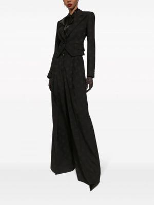 Žakárové vlněné kalhoty Dolce & Gabbana černé