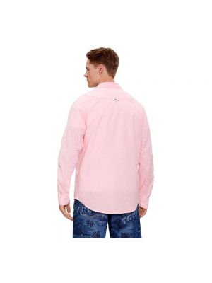 Camisa vaquera de lino de lino manga larga Tommy Jeans rosa