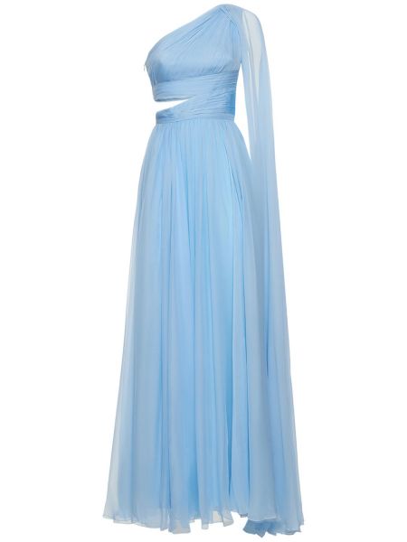 Draperet chiffon en-skulder kjole Zuhair Murad blå