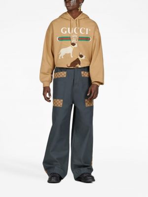 Bluza bawełniana z nadrukiem Gucci beżowa