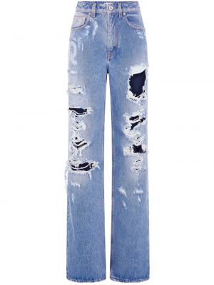 Voľné bavlnené roztrhané džínsy Rabanne modrá