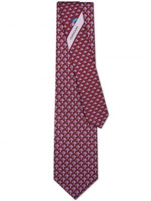 Jedwabny krawat z nadrukiem Ferragamo fioletowy
