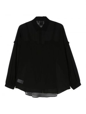 Krepa caurspīdīgs krekls šifona Dkny melns