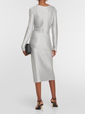 Pamučna vunena midi haljina Tom Ford srebrena