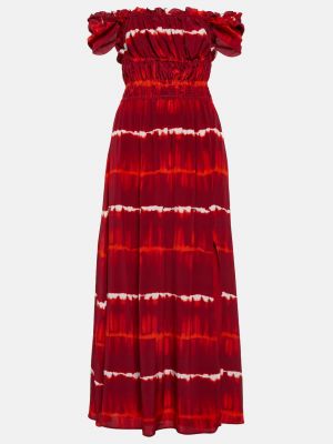 Шелковое платье миди с принтом Altuzarra красное