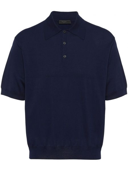 Medvilninis polo marškinėliai Prada mėlyna