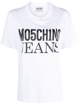 Bavlněné tričko s potiskem Moschino Jeans bílé