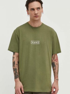 Bavlněné tričko s potiskem Vans zelené