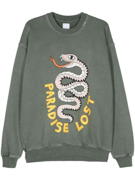 Gyvatės rašto raštuotas medvilninis džemperis Alchemist žalia