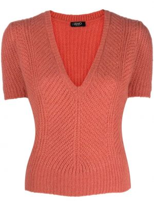Пуловер с v-образно деколте Liu Jo оранжево