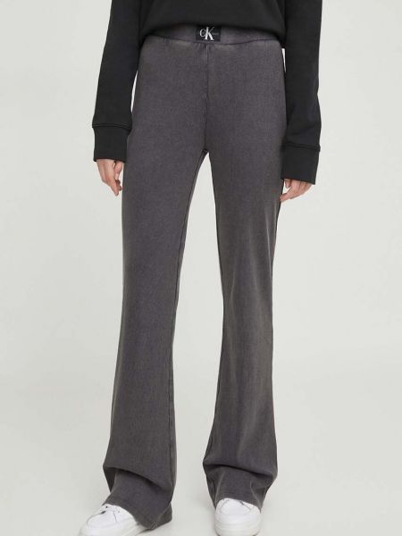 Spodnie z wysoką talią Calvin Klein Jeans szare