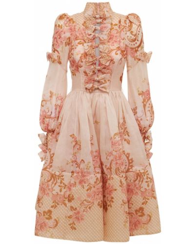 Sukienka midi z jedwabiu Zimmermann, różowy