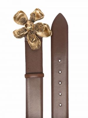 Cinturón de flores con hebilla Alberta Ferretti marrón