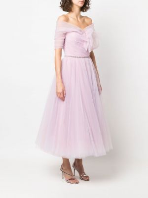 Sukienka wieczorowa z kokardką szyfonowa Jenny Packham różowa