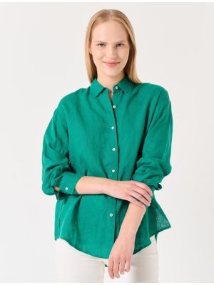 Ленена риза с дълъг ръкав Jimmy Key зелено