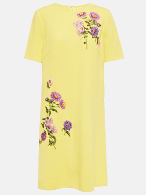 Вовняне сорочка Сукня з вишивкою Oscar De La Renta, жовте