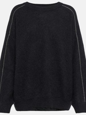 Moherowy sweter Brunello Cucinelli czarny