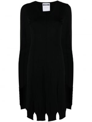 Vlněné midi šaty Moschino černé